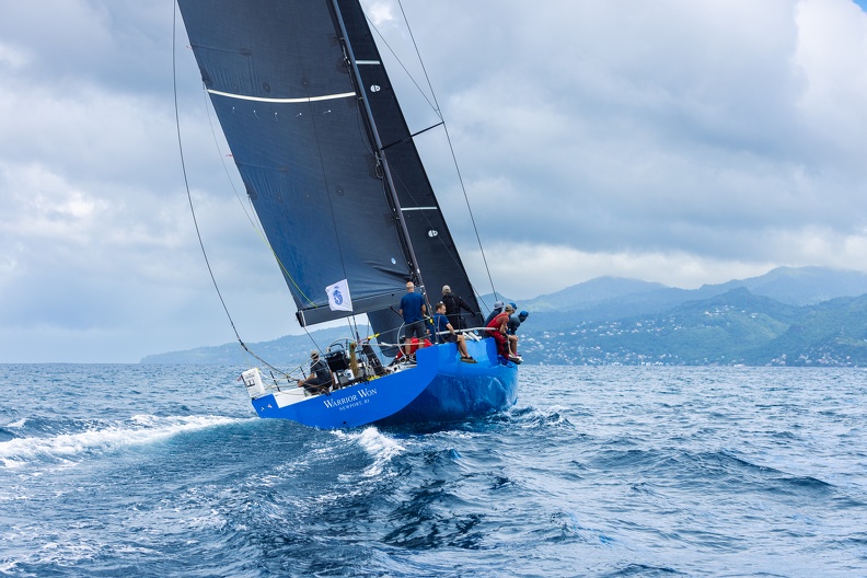 Grenada comes into view for Warrior Won as they cross the finish line