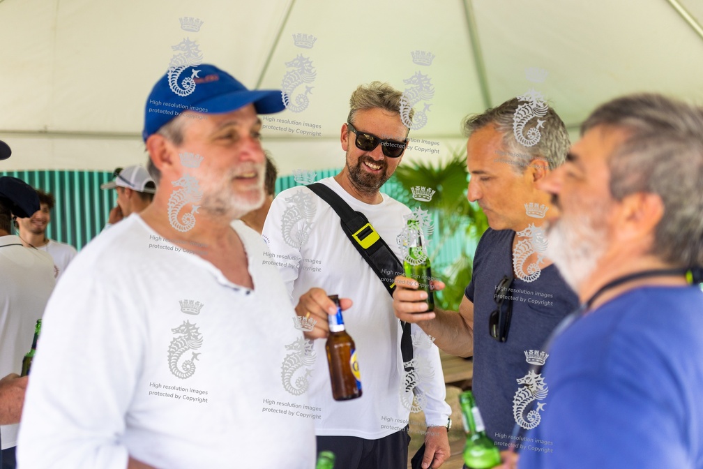 Crew get together over a beer