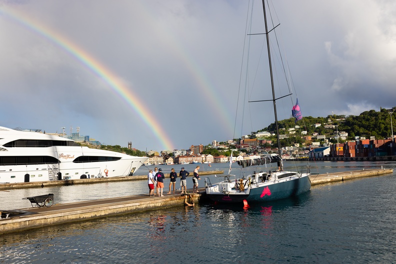 Dawn Treader is welcomed in by a double rainbow