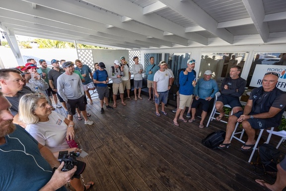 Competitors gathered for the Skippers Briefing