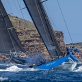 Deep Blue, Wendy Schmidt-owned Botin 85 pursues Leopard 3, the Farr 100 owned by Joost Schuijff
