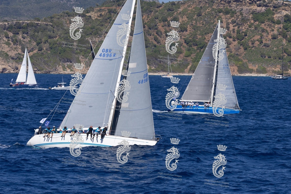L-r: Assuage, Swan 48 sailed by Chris Woods, and Panacea X, Salona 45 sailed by Katy Campbell