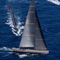 Crew of Spirit of Malouen X, sailed by Paprec Sailing Team and skippered by Stephane Neve, with Ocean Breeze on the opposite tack