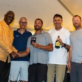 Argo crew including Brian Thompson, pick up the prize for first in the Multihull class