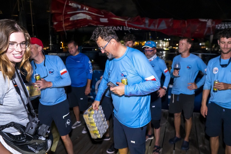 Ocean Breeze crew celebrate finishing the race