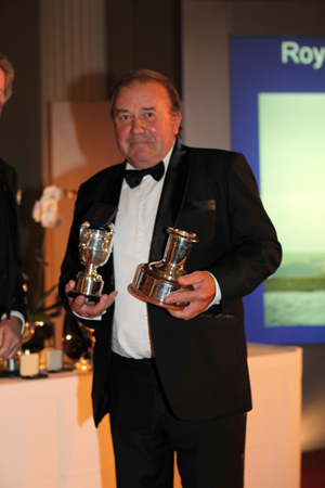 David Lees of Hephzibah accepts the Cowland Trophy and the Freddie Morgan Trophy