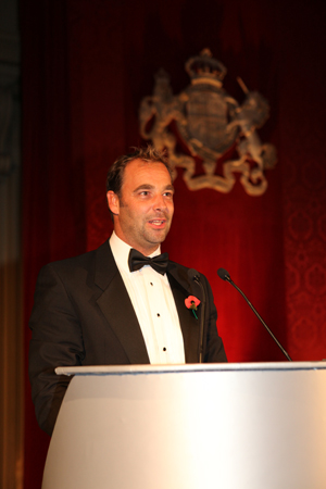 Philippe Falle of Puma Logic gives his acceptance speech for the Yacht of the Year Award