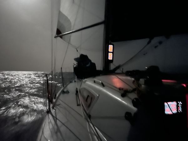 Night time on board two-handed entry, Jangada, sailed by Richard Palmer and Jeremy Waitt 